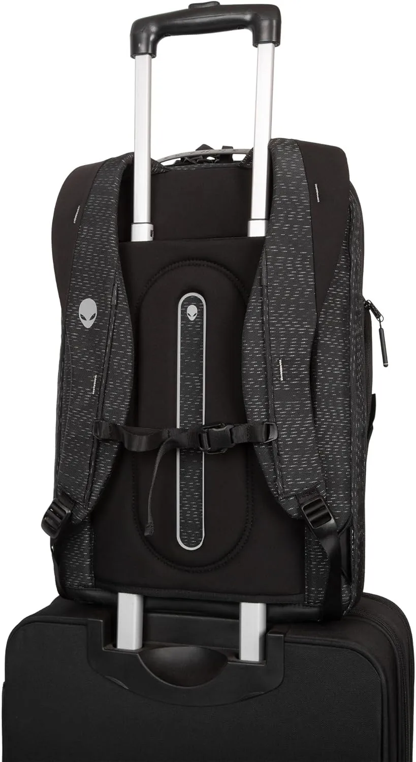 Alienware AW724P Horizon Travel Backpack - Fits upto 18-inch, 840D Fabric, EVA Foamed, Weather-resistant, Shockproof, Padded Shoulder Strap, Padded Back, RFID Blocking Pocket - Galaxy Weave Black