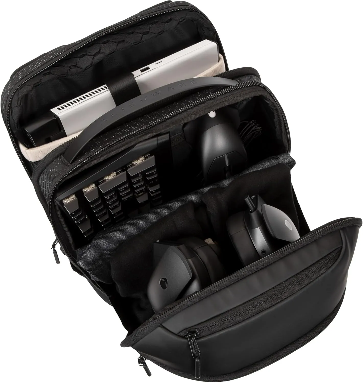 Alienware AW724P Horizon Travel Backpack - Fits upto 18-inch, 840D Fabric, EVA Foamed, Weather-resistant, Shockproof, Padded Shoulder Strap, Padded Back, RFID Blocking Pocket - Galaxy Weave Black