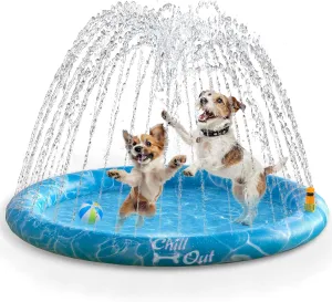 ALL FOR PAWS 39in Dog Splash Pad, Anti-Slip Splash Pad for Dogs, 0.58mm Thickened Splash Sprinkler Pad, Summer Outdoor Water Toys Easy Setup with 1/2'' Garden Hose, Adjustable Spray Height