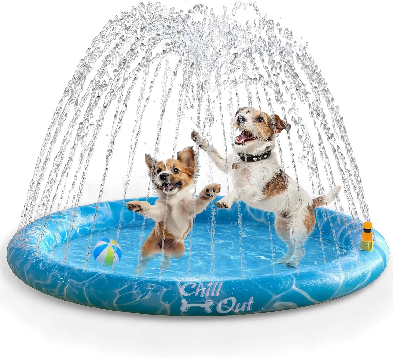 ALL FOR PAWS 39in Dog Splash Pad, Anti-Slip Splash Pad for Dogs, 0.58mm Thickened Splash Sprinkler Pad, Summer Outdoor Water Toys Easy Setup with 1/2'' Garden Hose, Adjustable Spray Height