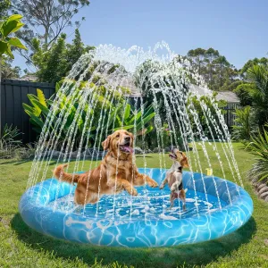 All for Paws Dog Sprinkler Water Pad Mat Outdoor Dog Cooling Splash Water Toys Non Slip Swimming Pad for Pets in Hot Summer, 51 Inch, Large