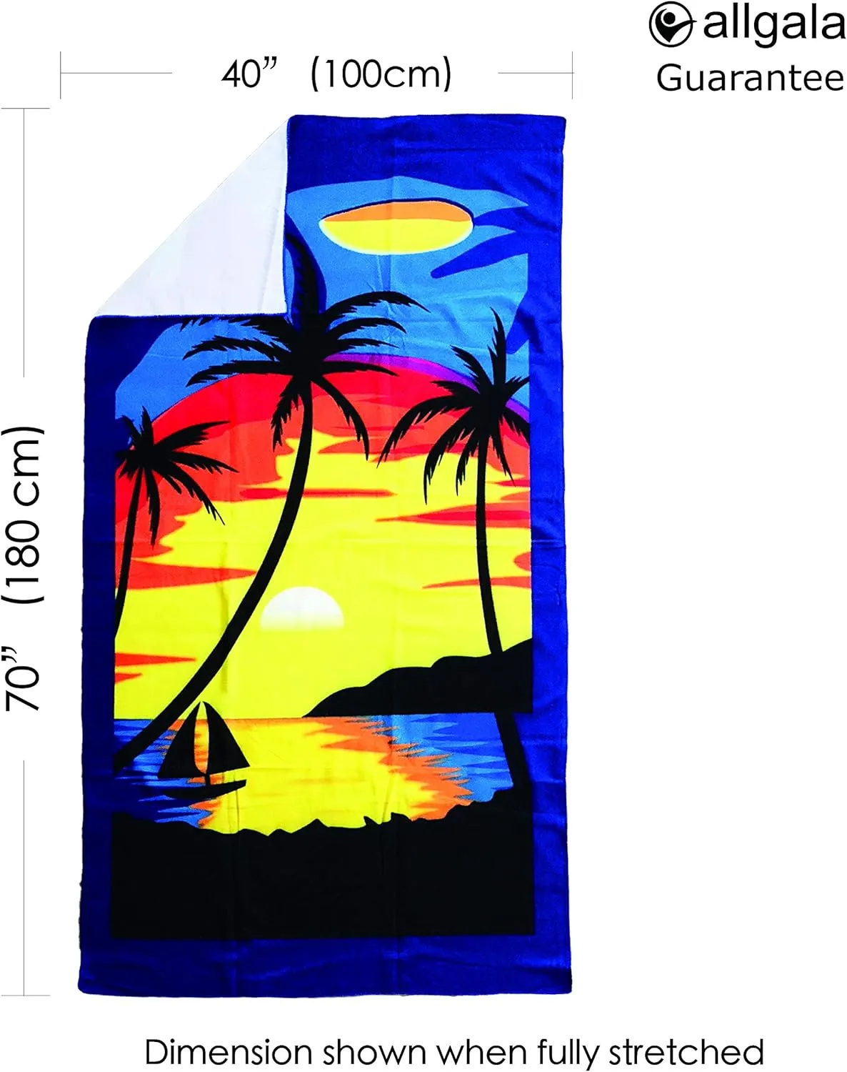 allgala Microfiber Beach Towel Quick Dry, Lightweight, Super Absorbent | Perfect for Beach, Pool, and Camping | Oversize 40"x70" - Sunset Prints