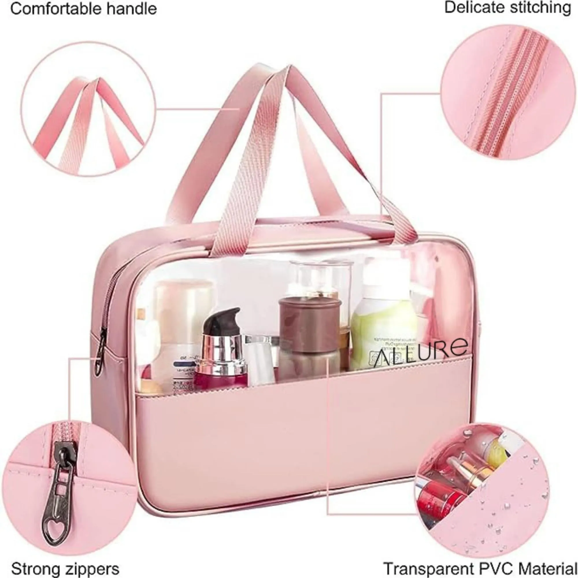 AllureToiletry Bag Pink - Pack of 3