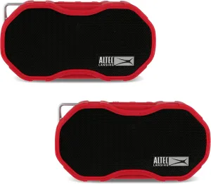 Altec Lansing Baby Boom XL - Waterproof Bluetooth Speaker, Wireless & Portable Speaker for Travel & Outdoor Use, Deep Bass & Loud Sound, 2 Pack, Red