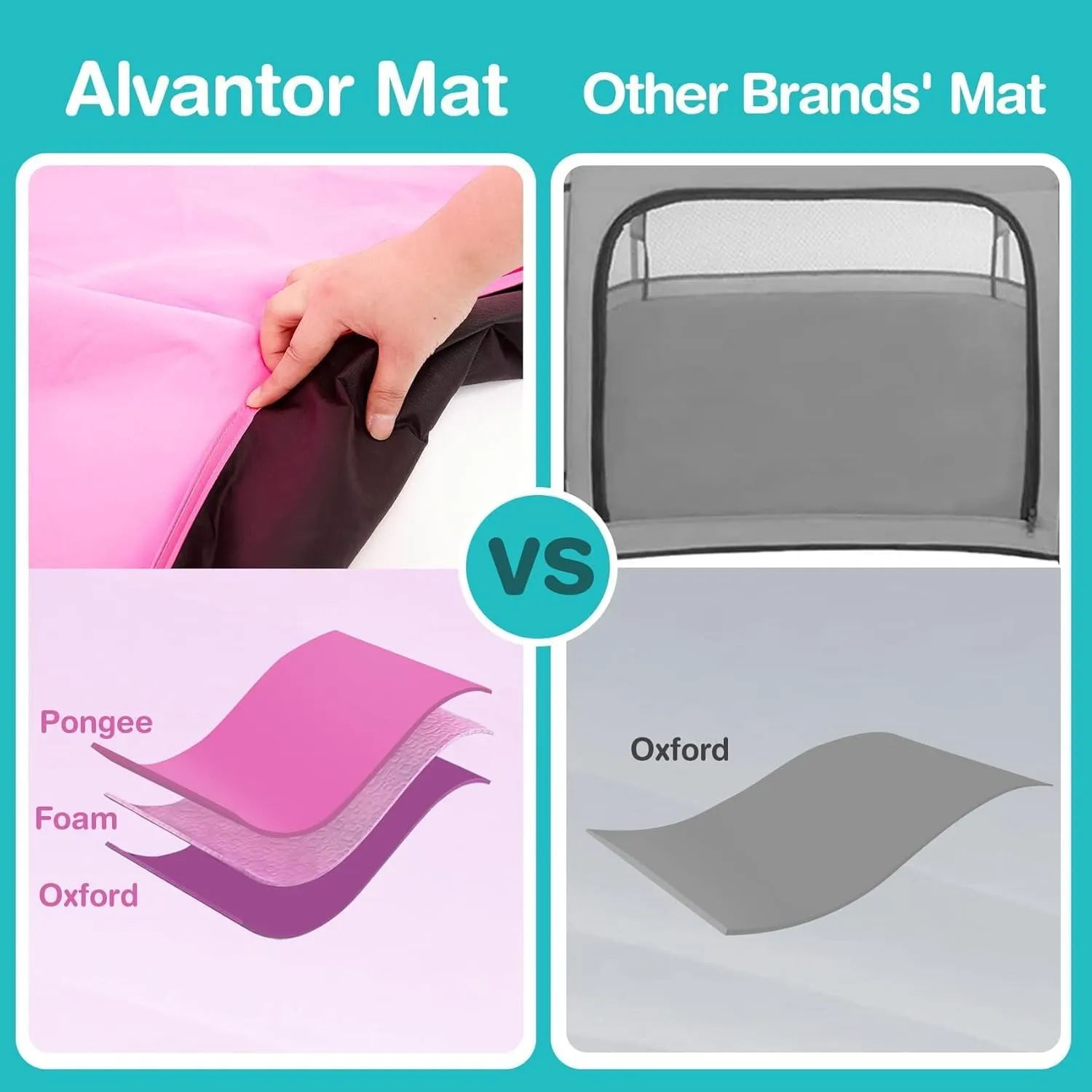 Alvantor Pop Up Playpen- 7'x7'x44”Baby Playpen Large Kids Play Tent Portable and Foldable Playpen Indoor/Outdoor Play Yard with Protective Mesh, UV SPF 50  Sunshade, and Soft Foam Floor, Pink