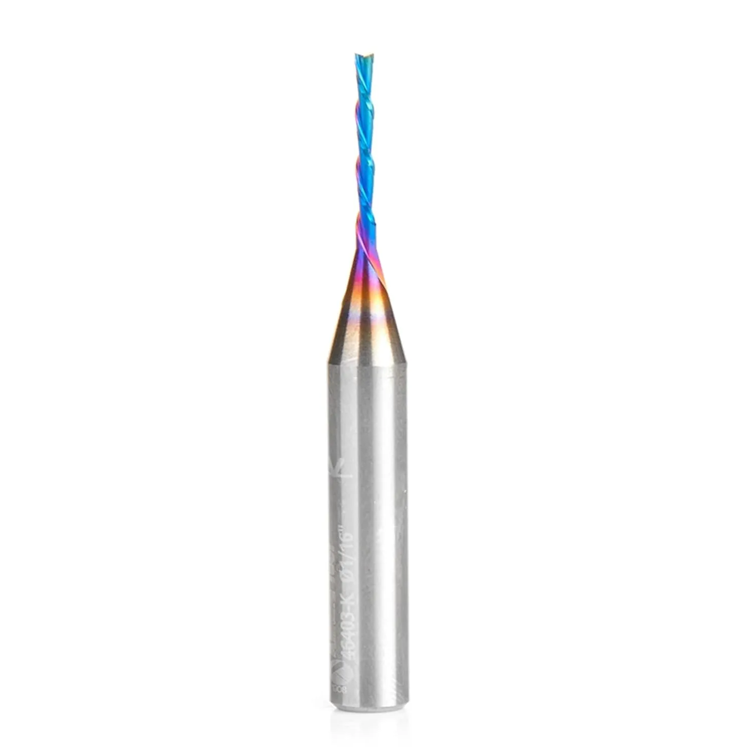 Amana Tool Solid Carbide Spektra Extreme Tool Life Spiral Plunge Router Bit Down-Cut, 46403-K, 1/16 Dia x 1/2 CH x 1/4 Shank 2 Inch L