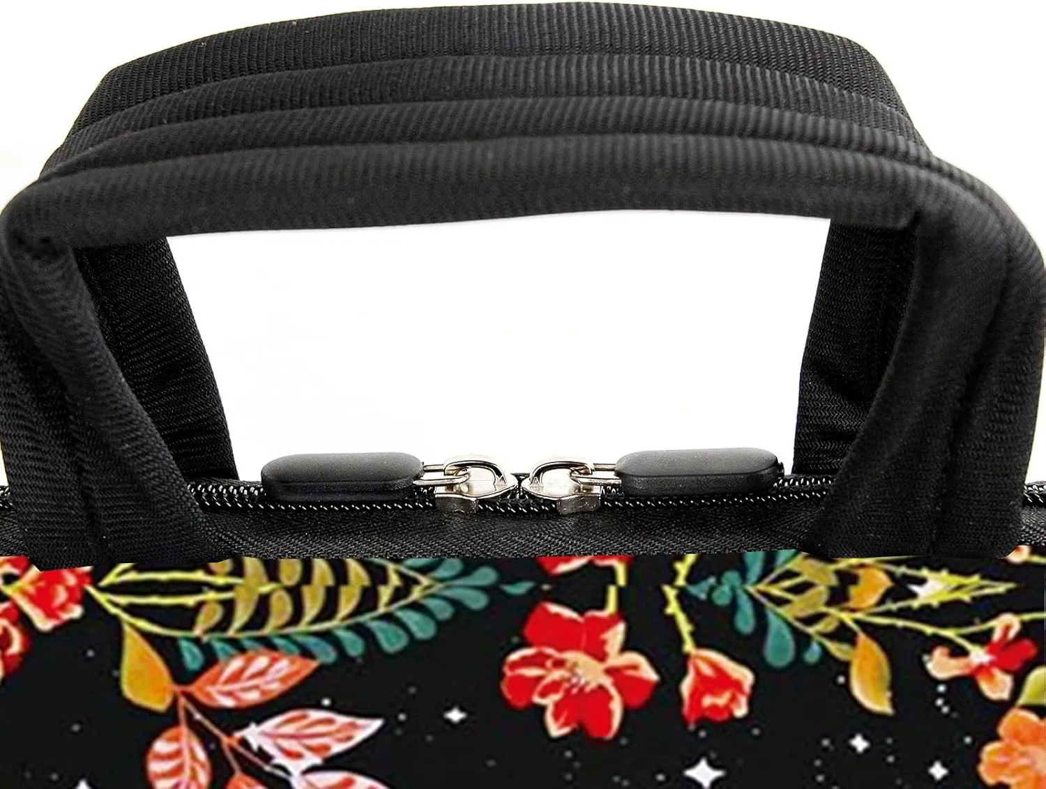 AMARY 15.4" 15.6" laptop sleeve adjustable shoulder strap with handle accessory pocket for men women (Flowers Moon)