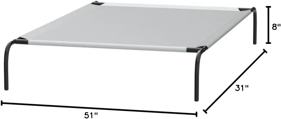 Amazon Basics Cooling Breathable Elevated Dog Bed with Metal Frame for Large Dogs, 51 x 31 x 8 Inch, Grey