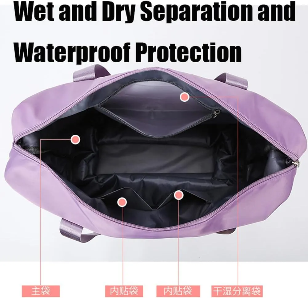 Ambitionous 2025 New Large Capacity Travel Bag - Universal Wheel Removable, Pepepo Travel Bag with Wheels, Foldable Dry Wet Separated Tote Bag with 360 Degrees Silent Universal Wheels (Black)