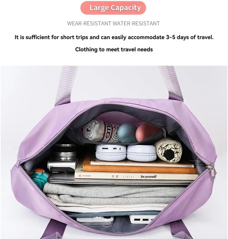 Ambitionous 2025 New Large Capacity Travel Bag - Universal Wheel Removable, Pepepo Travel Bag with Wheels, Foldable Dry Wet Separated Tote Bag with 360 Degrees Silent Universal Wheels (Gray)