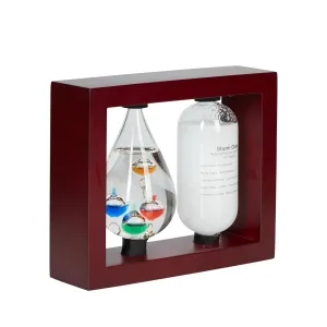 Analog Weather Station with Glass Galileo Thermometer Fitzroy Storm Glass Weather Station wwith 4 Multi Colored Balls from 64ºF to 76ºF Gift for Family or Friends Present Home, Office Indoor Décor