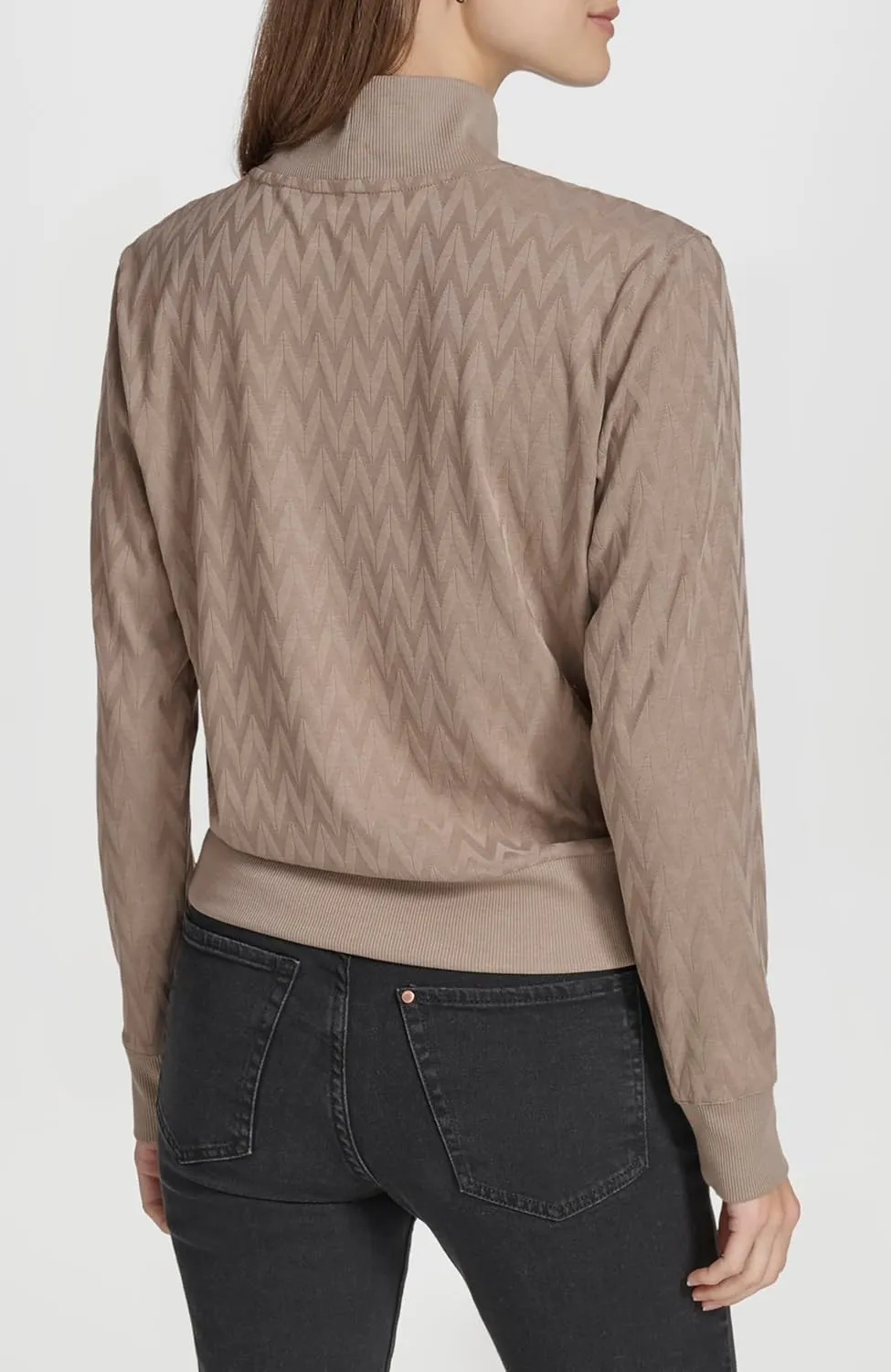 Andrew Marc Women's Knit Jacquard Chevron Shirt