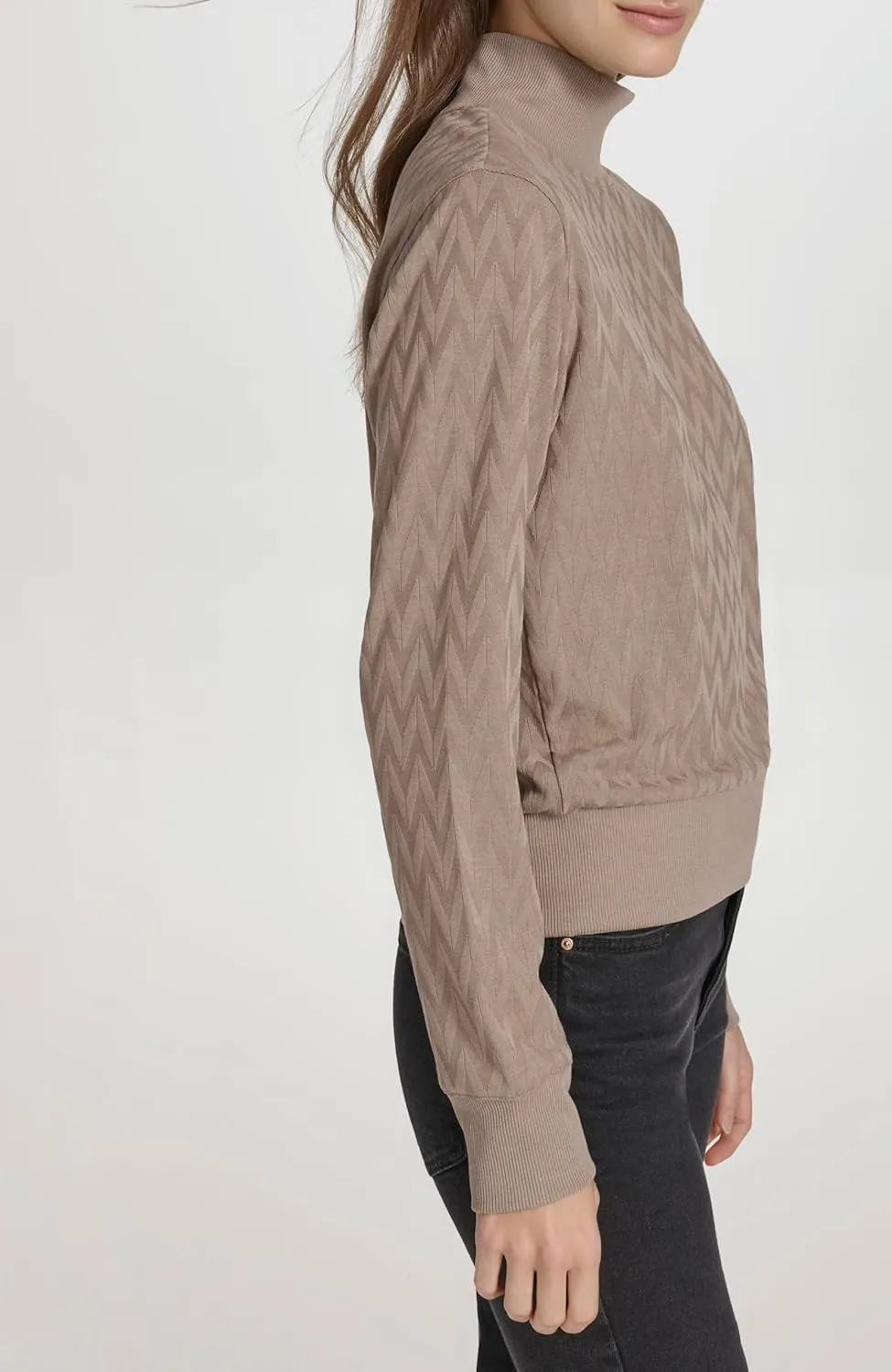 Andrew Marc Women's Knit Jacquard Chevron Shirt