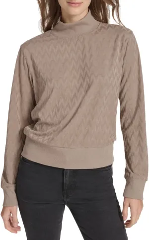 Andrew Marc Women's Knit Jacquard Chevron Shirt