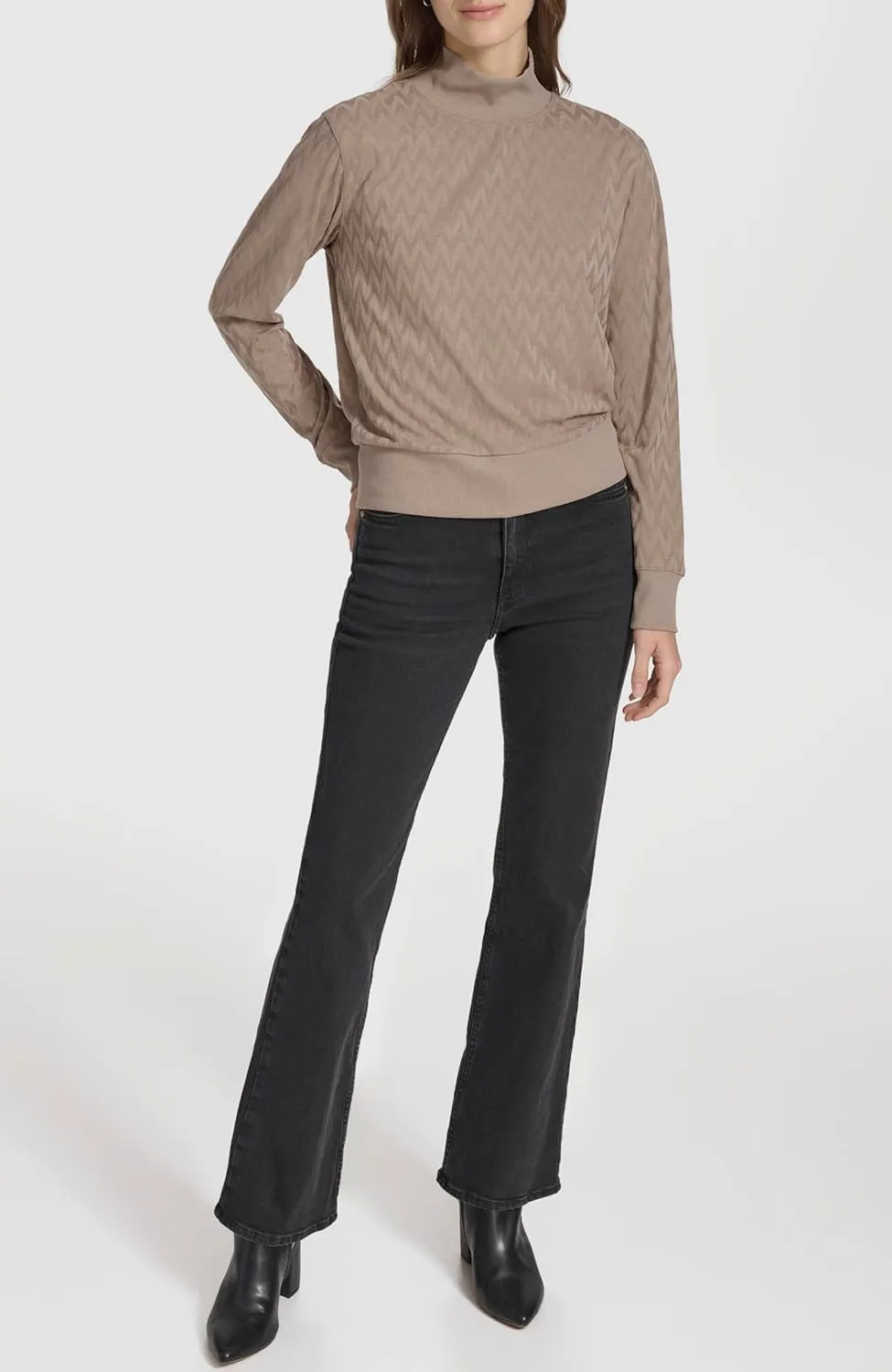 Andrew Marc Women's Knit Jacquard Chevron Shirt