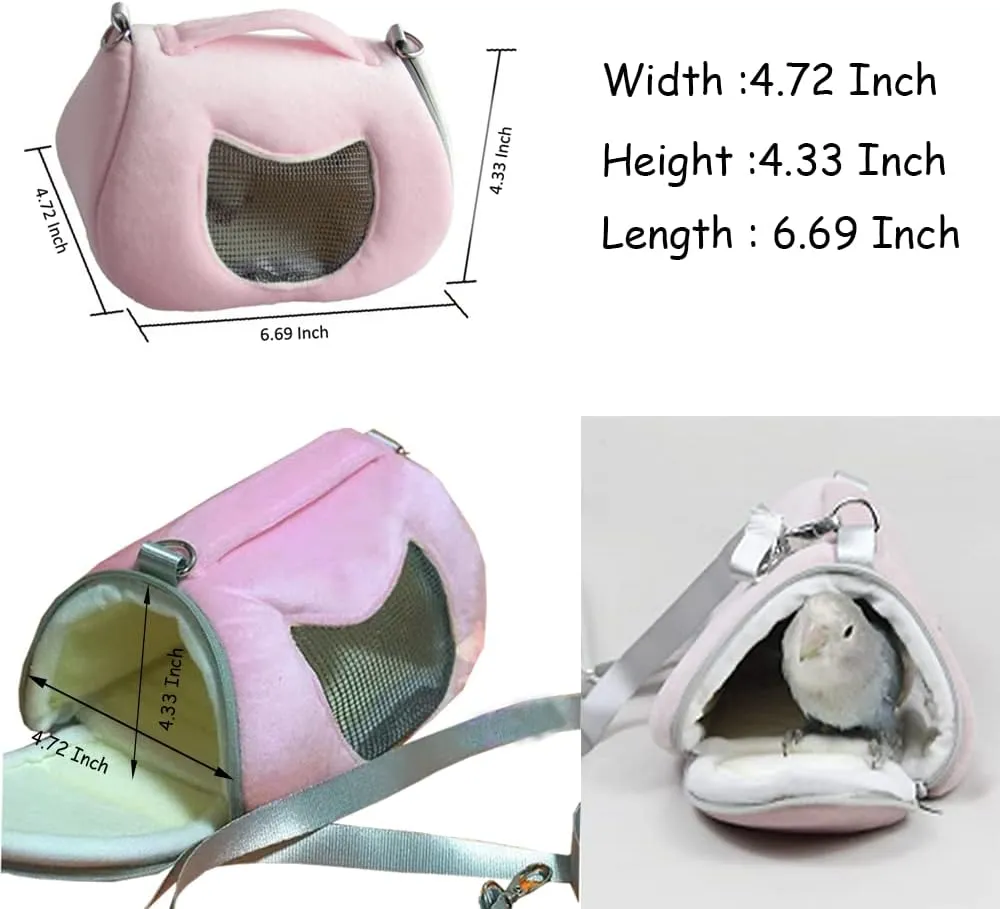 ANIAC Small Pet Carrier Bag with Adjustble Shoulder Strap Hamster Travel cage Breathable Rat Carrier Portable Travel Carrier for Guinea Pig Birds Bearded Dragon Hedgehog (Large, Pink)