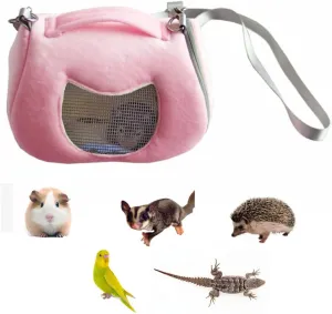 ANIAC Small Pet Carrier Bag with Adjustble Shoulder Strap Hamster Travel cage Breathable Rat Carrier Portable Travel Carrier for Guinea Pig Birds Bearded Dragon Hedgehog (Large, Pink)