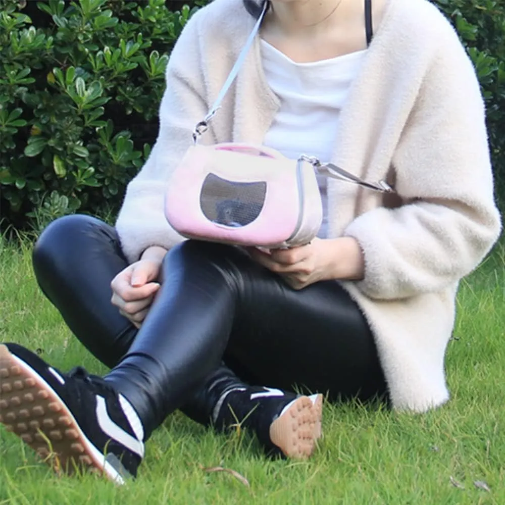 ANIAC Small Pet Carrier Bag with Adjustble Shoulder Strap Hamster Travel cage Breathable Rat Carrier Portable Travel Carrier for Guinea Pig Birds Bearded Dragon Hedgehog (Large, Pink)
