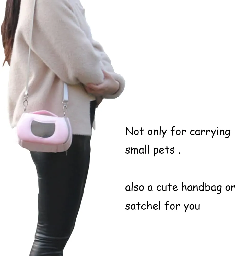 ANIAC Small Pet Carrier Bag with Adjustble Shoulder Strap Hamster Travel cage Breathable Rat Carrier Portable Travel Carrier for Guinea Pig Birds Bearded Dragon Hedgehog (Large, Pink)