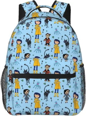 Animated Cora'Lines Movie Backpack Horror Animated Travel Casual Daypack Lightweight Laptop Bag Outdoor Knapsack Multi-Function Bookbags