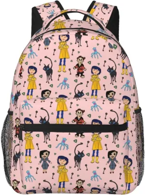 Animated Cora'Lines Movie Backpack Horror Animated Travel Casual Daypack Lightweight Laptop Bag Outdoor Knapsack Multi-Function Bookbags