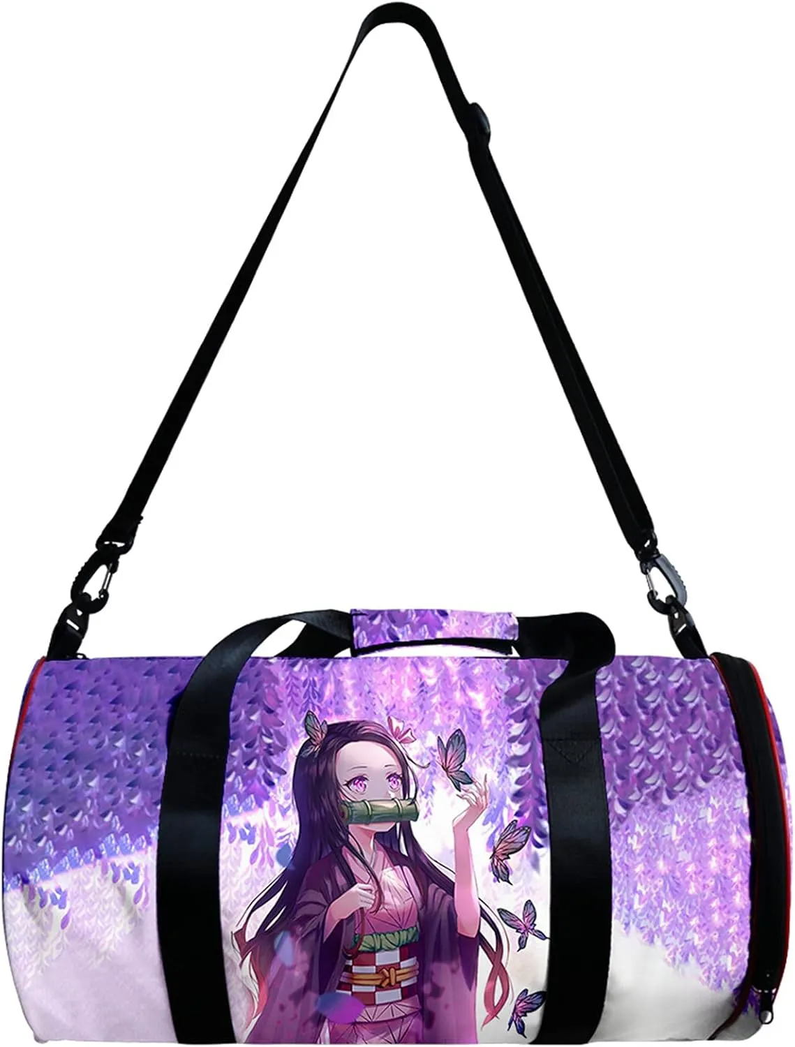 Anime Demon Slayer Large Capacity Gym Bag Manga Kemitsu No Yaiba Sport Duffel Bag With Shoe Bag(Nezuko Purple)