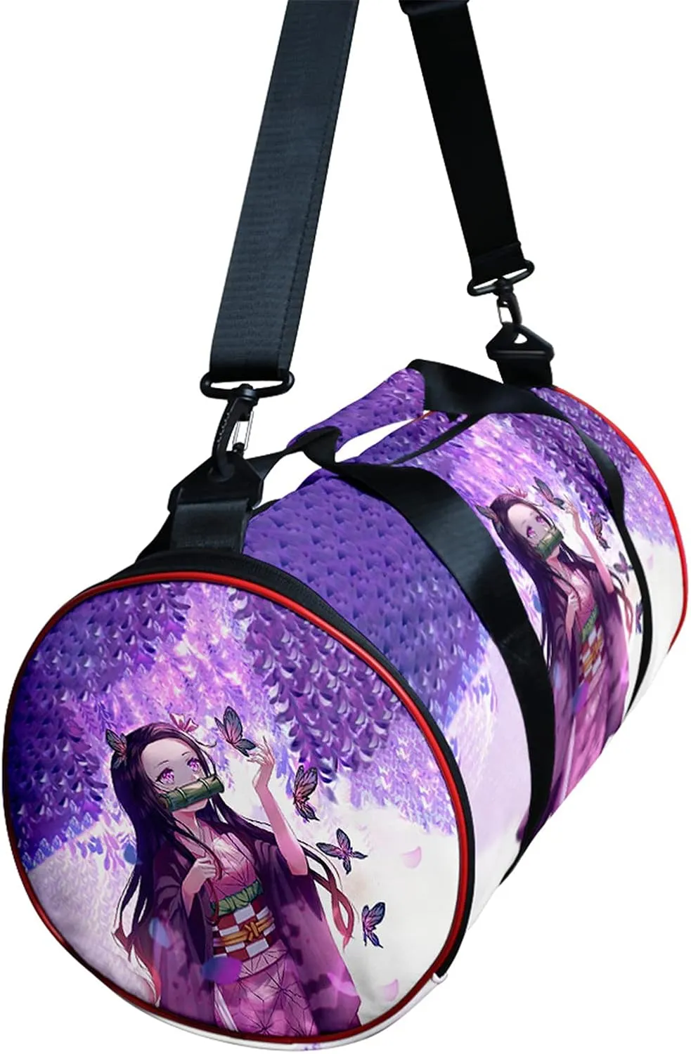 Anime Demon Slayer Large Capacity Gym Bag Manga Kemitsu No Yaiba Sport Duffel Bag With Shoe Bag(Nezuko Purple)