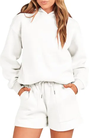 ANRABESS Women 2 Piece Outfit Oversized Hoodie Sweatshirt Shorts Lounge Sweat Set Sweatsuit Tracksuit 2025 Trendy Y2K Clothes
