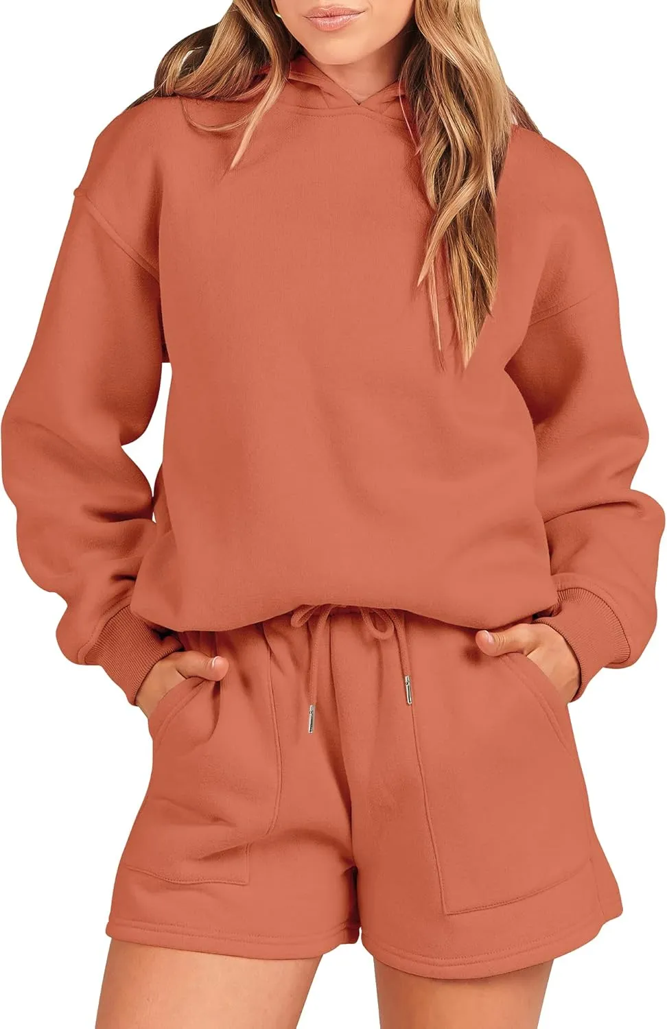 ANRABESS Women 2 Piece Outfit Oversized Hoodie Sweatshirt Shorts Lounge Sweat Set Sweatsuit Tracksuit 2025 Trendy Y2K Clothes