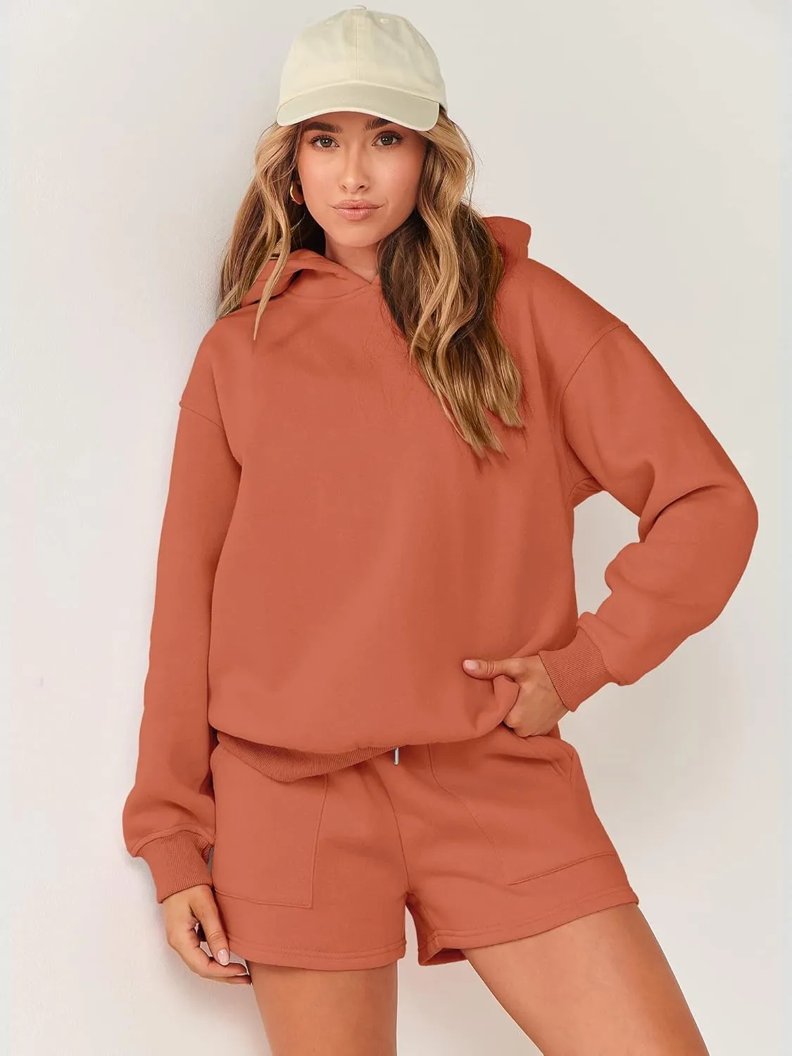 ANRABESS Women 2 Piece Outfit Oversized Hoodie Sweatshirt Shorts Lounge Sweat Set Sweatsuit Tracksuit 2025 Trendy Y2K Clothes