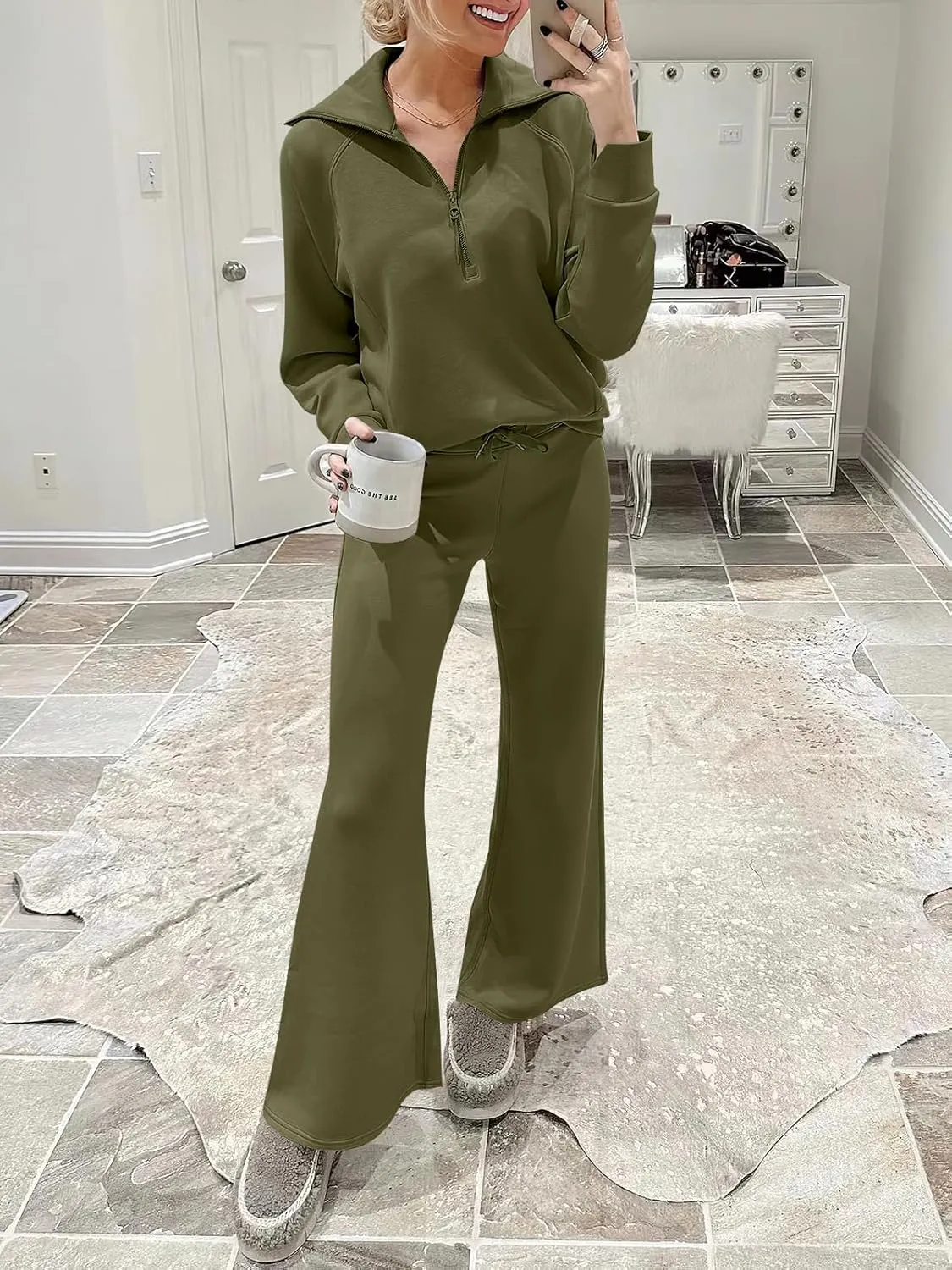 ANRABESS Women 2 Piece Outfits Sweatsuit Oversized Sweatshirt Sweatpants Tracksuit Sweat Lounge Matching Set 2025 Fall Trendy