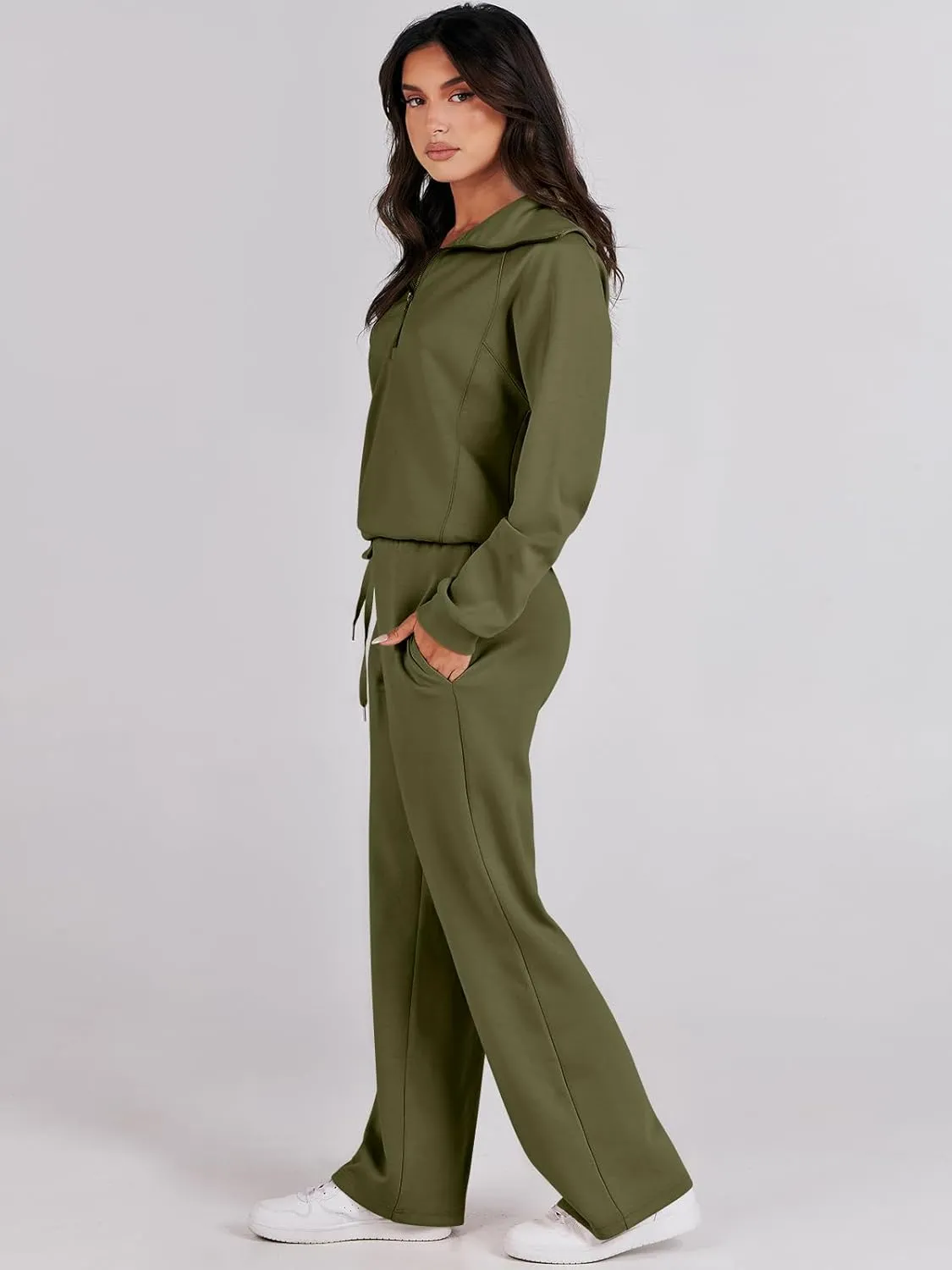ANRABESS Women 2 Piece Outfits Sweatsuit Oversized Sweatshirt Sweatpants Tracksuit Sweat Lounge Matching Set 2025 Fall Trendy