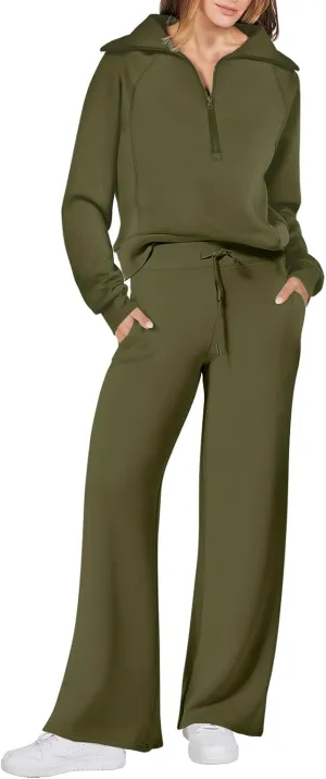 ANRABESS Women 2 Piece Outfits Sweatsuit Oversized Sweatshirt Sweatpants Tracksuit Sweat Lounge Matching Set 2025 Fall Trendy