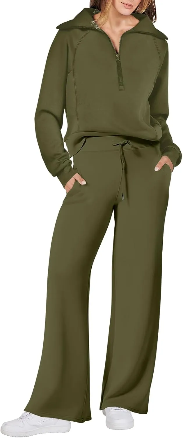 ANRABESS Women 2 Piece Outfits Sweatsuit Oversized Sweatshirt Sweatpants Tracksuit Sweat Lounge Matching Set 2025 Fall Trendy