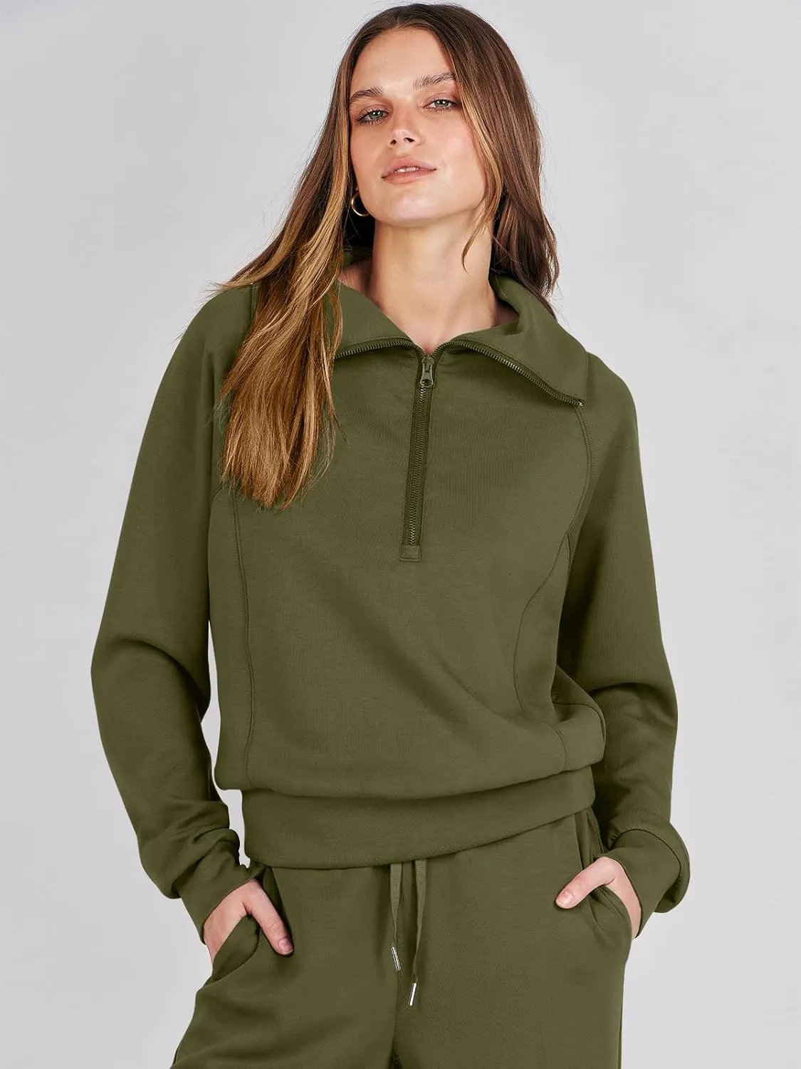 ANRABESS Women 2 Piece Outfits Sweatsuit Oversized Sweatshirt Sweatpants Tracksuit Sweat Lounge Matching Set 2025 Fall Trendy