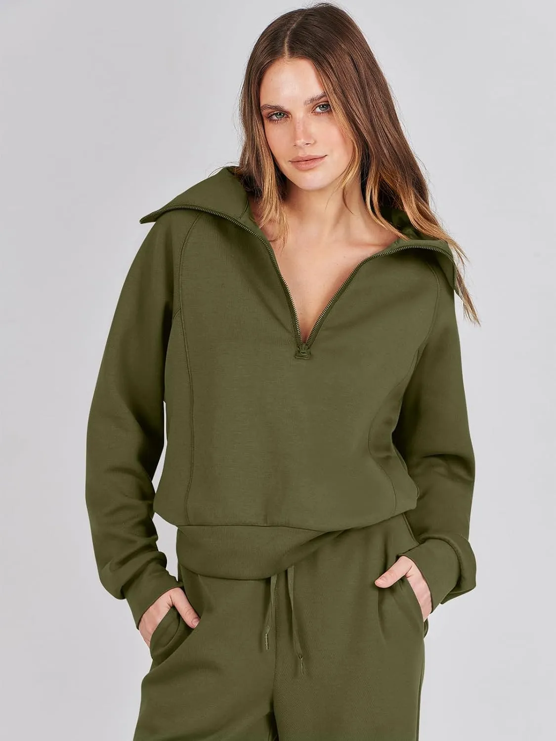 ANRABESS Women 2 Piece Outfits Sweatsuit Oversized Sweatshirt Sweatpants Tracksuit Sweat Lounge Matching Set 2025 Fall Trendy