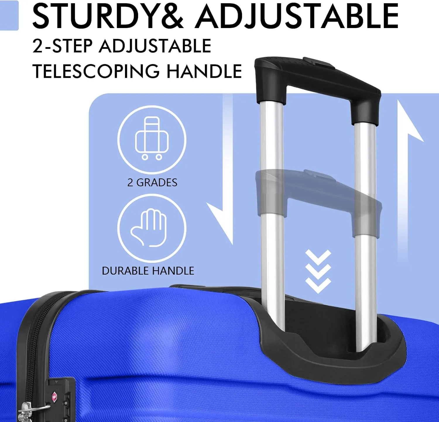 AnyZip Luggage PC ABS Hardside Lightweight Suitcase with 4 Universal Wheels TSA Lock Carry-On 20 Inch Blue