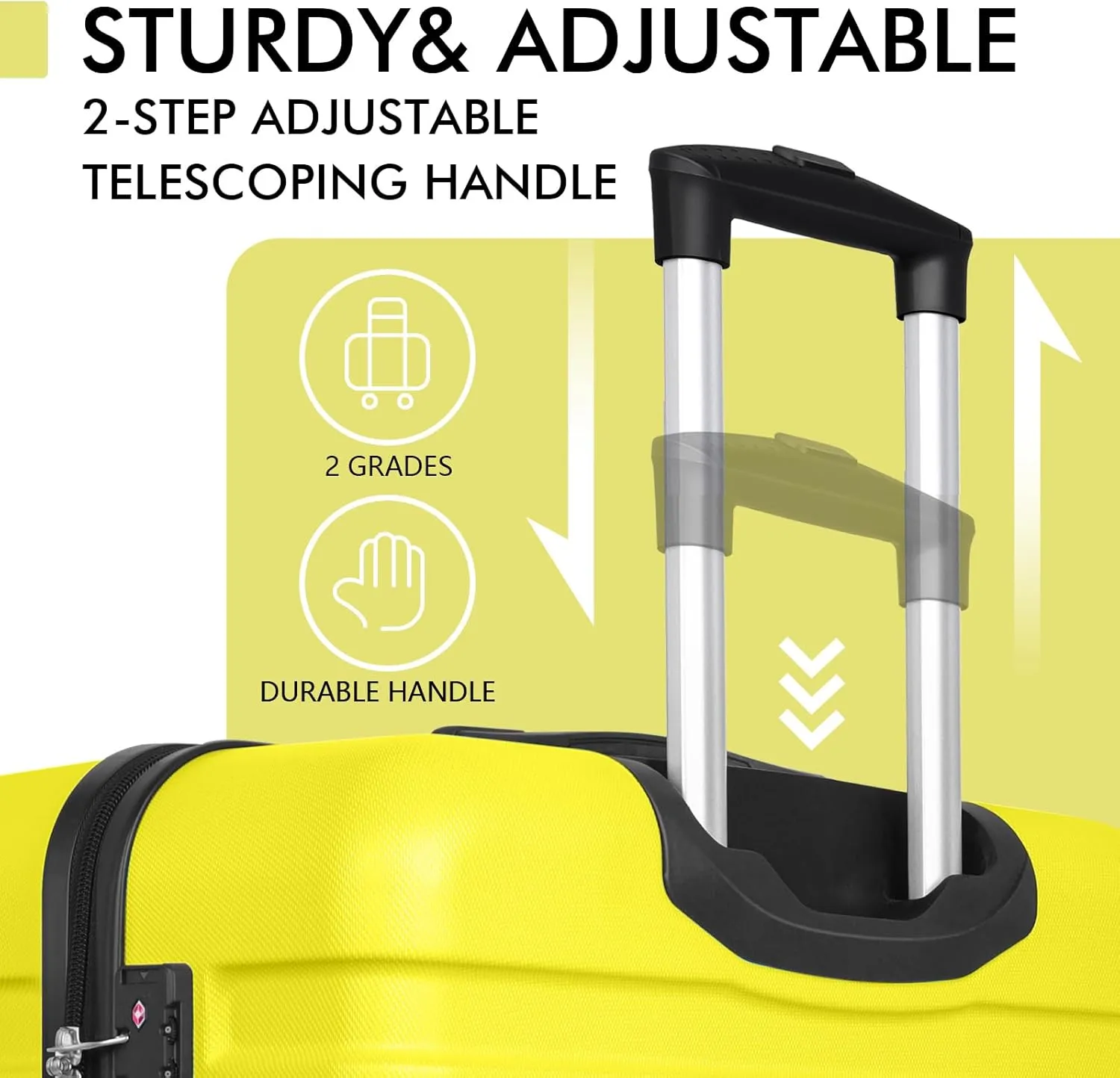 AnyZip Luggage PC ABS Hardside Lightweight Suitcase with 4 Universal Wheels TSA Lock Carry-On 20 Inch Yellow