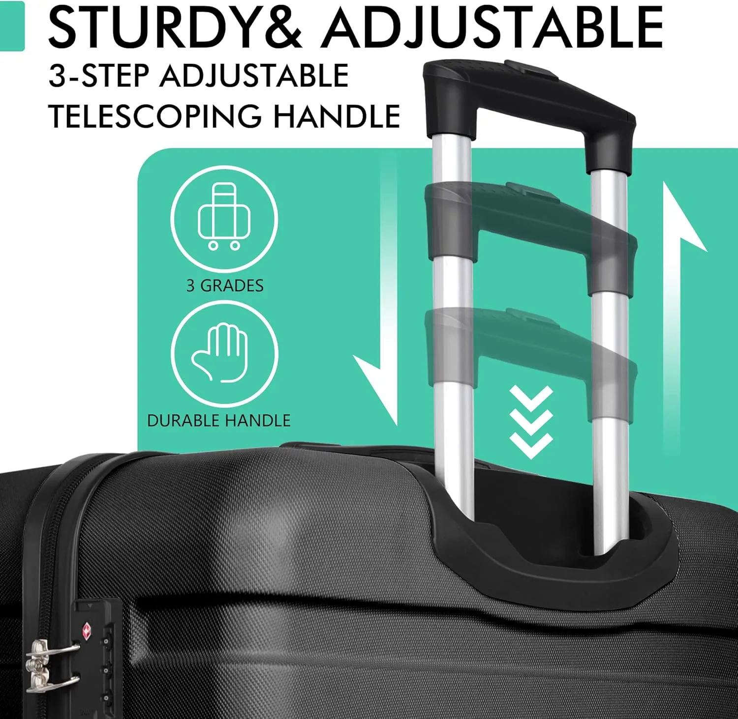 AnyZip Luggage PC ABS Hardside Lightweight Suitcase with 4 Universal Wheels TSA Lock Checked-Medium 24 Inch Black