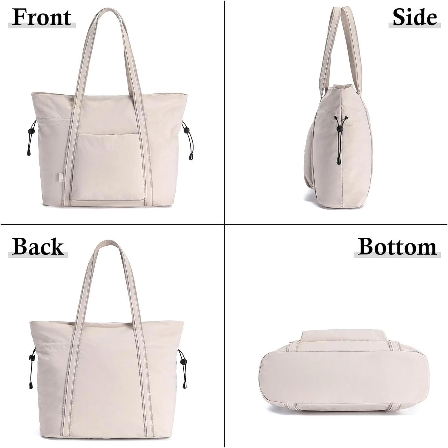 AOCINA 16L Tote Bag for Women Work with Zipper Womens Casual Shoulder Bags for Gym Beach Travel Shopping