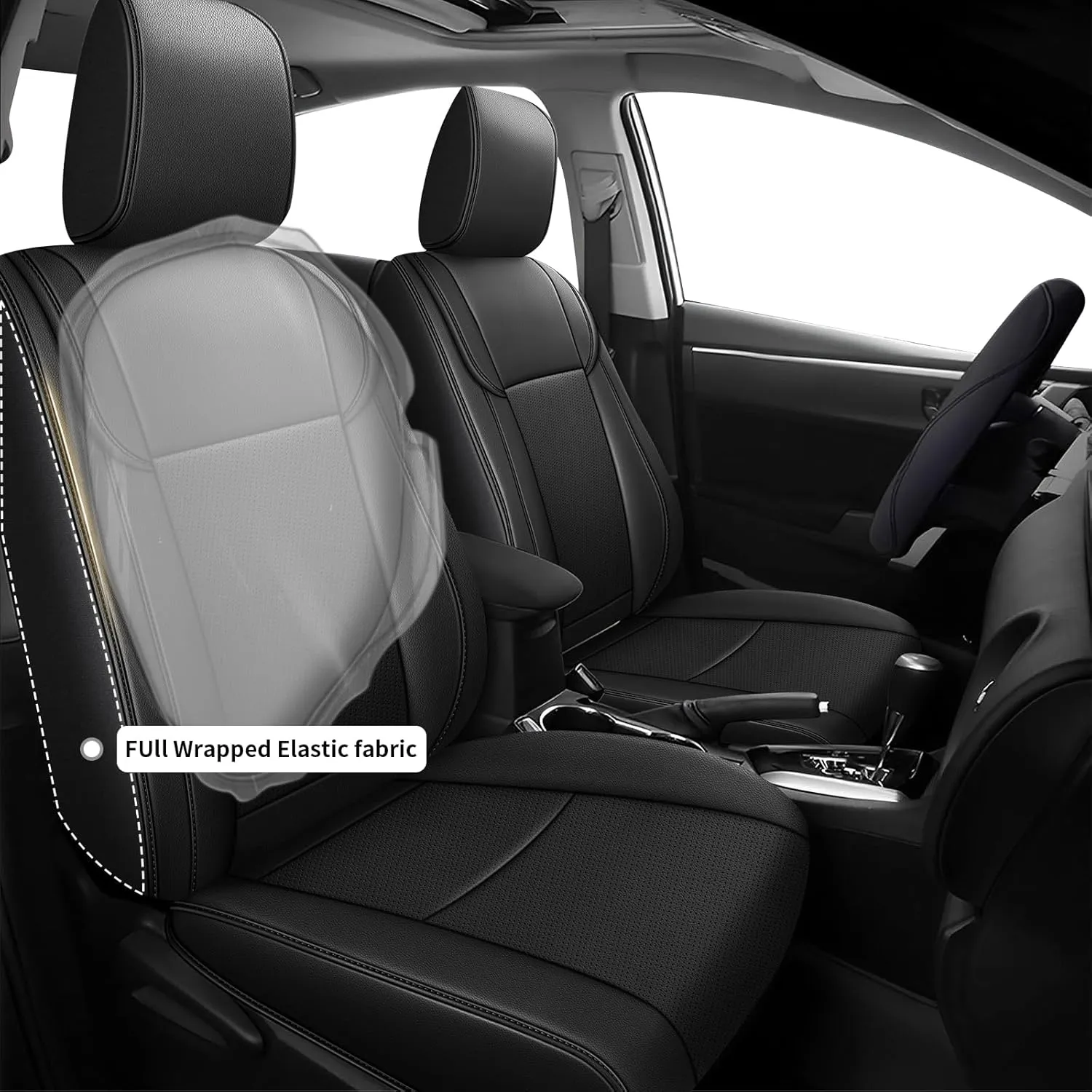 AOMSAZTO Custom Fit Truck Seat Covers for Toyota Tacoma 2024 2025 Double Cab SR5,TRD Sport,TRD Off-Road,Limited,SR - Faux Leather Black Full Set 5 Seats