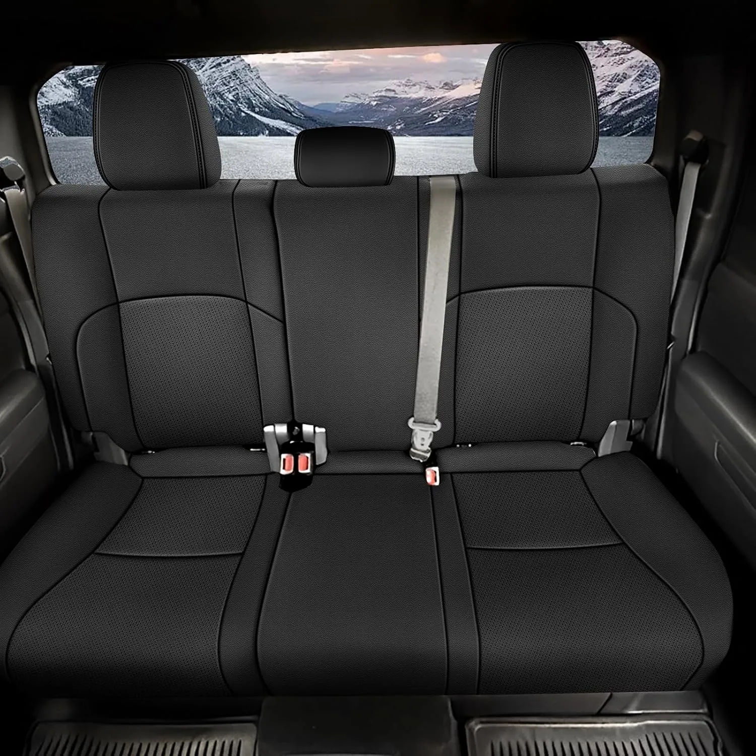 AOMSAZTO Custom Fit Truck Seat Covers for Toyota Tacoma 2024 2025 Double Cab SR5,TRD Sport,TRD Off-Road,Limited,SR - Faux Leather Black Full Set 5 Seats