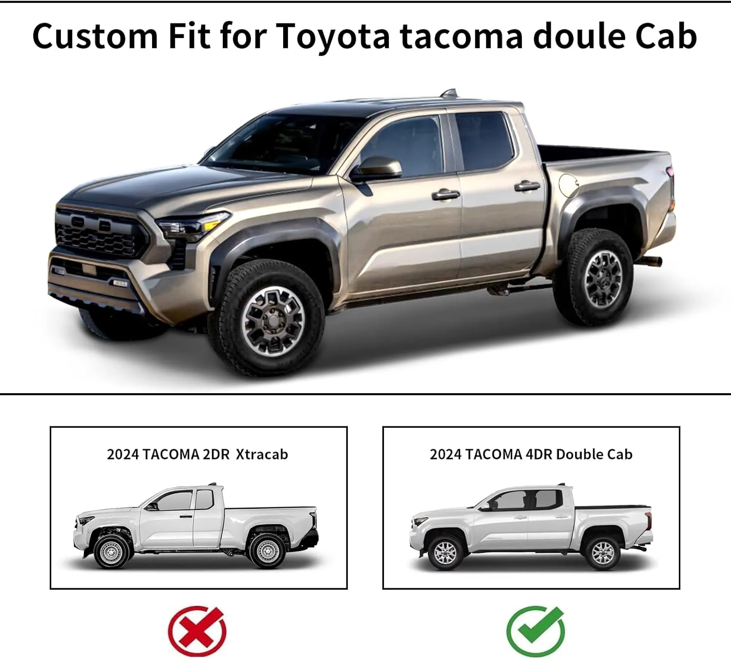 AOMSAZTO Custom Fit Truck Seat Covers for Toyota Tacoma 2024 2025 Double Cab SR5,TRD Sport,TRD Off-Road,Limited,SR - Faux Leather Black Full Set 5 Seats
