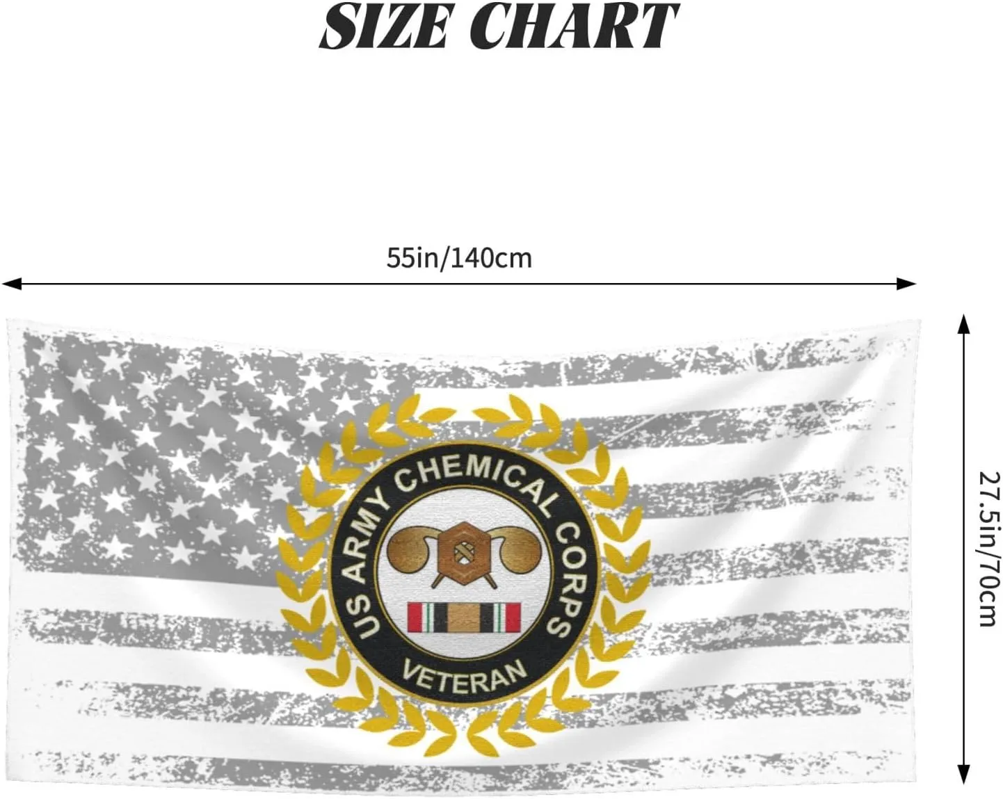 Army Veteran Chemical Corps Beach Towel 27.5x55 Inches - Ultra Soft Quick Dry Sand Towel, Lightweight Large Bath Towel for Pool, Summer, Travel (American Flag)