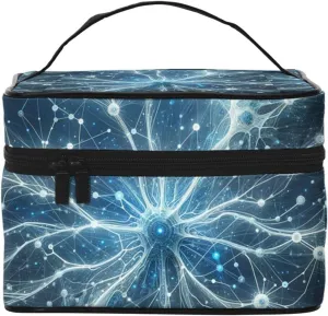 Augenstern Cosmetic Bag Organizer Neurons-Abstract Travel Makeup Case Toiletry Bag With Handle