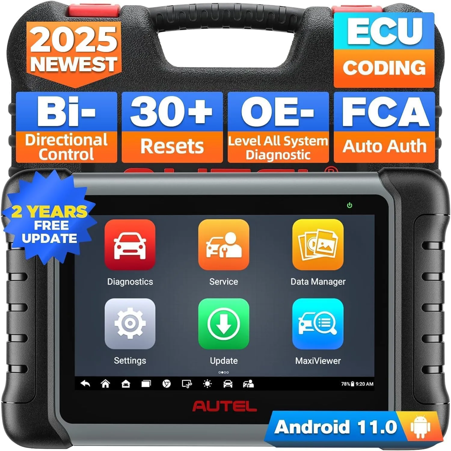 Autel MaxiPRO MP808S Scanner, 2025 Bidirectional Scan Tool, 2-Year Update, Advanced ECU Coding as MP900BT / MS906 PRO, 30  Service, All System Diagnostic, Upgraded of MX900 MK900BT MK808S MP808BT PRO