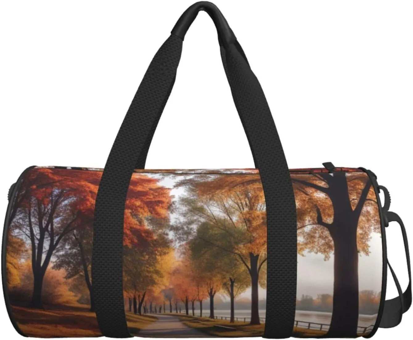 Autumn River Park Printed Travel Bag,Round Personal Item Storage bag,Foldie Duffel Bag for Traveling Vacation,Fitness,Sports