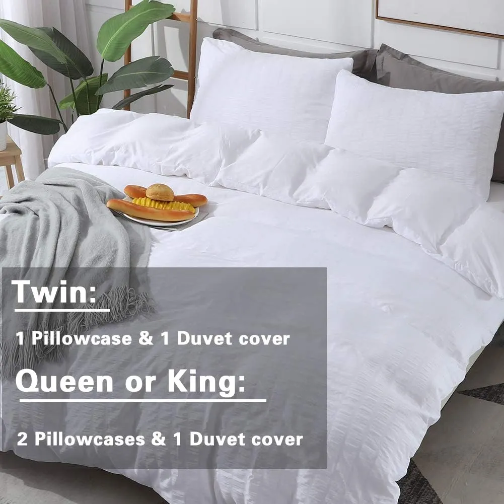 AveLom White Duvet Cover Queen (90 x 90 Inches)， 3 Pieces (1 Duvet Cover   2 Pillow Cases) Stripe Zipper Closure Corner Ties Soft Washed Microfiber Duvet Cover for Men, Women