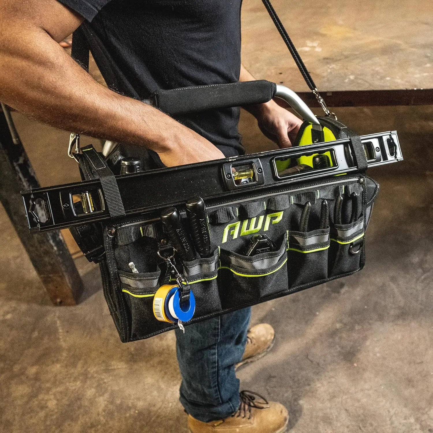AWP Tool Bags, Premium Tool Bag, Black, Durable Tool Tote, for Professionals and Contractors
