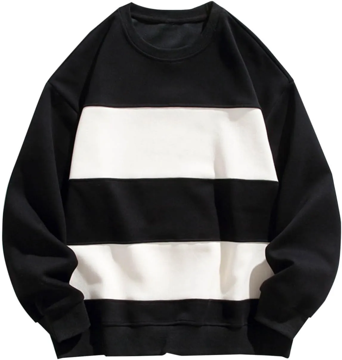 Aymnlox Crewneck Sweatshirts for Men Long Sleeve Loose Sweatshirt Color Block Oversize Pullover Casual Fashion Clothes 2024